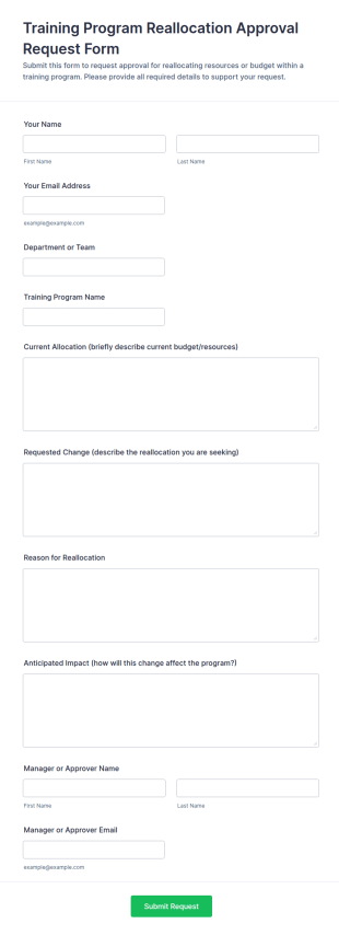 Training Program Reallocation Approval Request Form Template