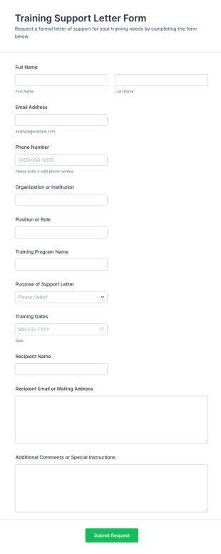 Training Support Letter Form Template