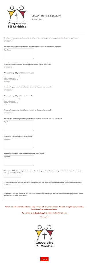 Training Survey Template