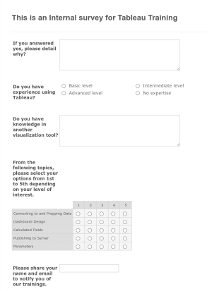 Training User Interest Survey Form Template