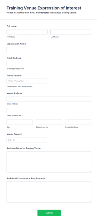 Training Venue Expression Of Interest Form Template