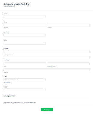 Trainingsanmeldung Form Template