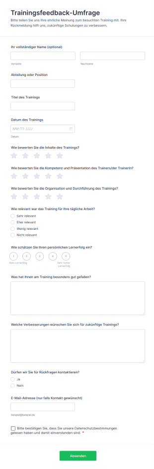 Trainingsfeedback Umfrage