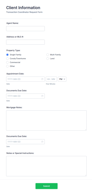 Transaction Assistance Request Form Template