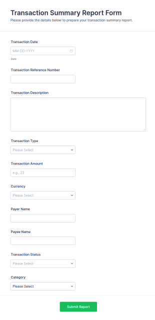 Transaction Summary Report Form Template