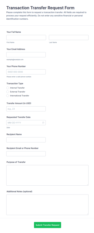 Transaction Transfer Request Form Template