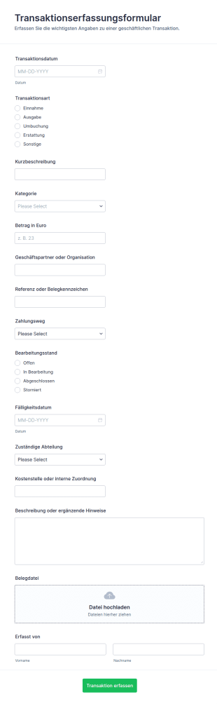 Transaktionserfassung Formular