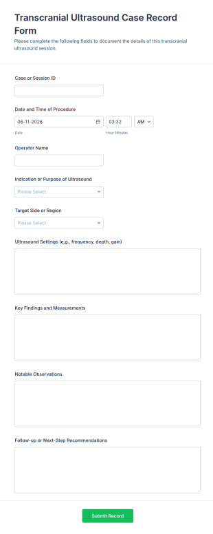 Transcranial Ultrasound Case Record Form Template