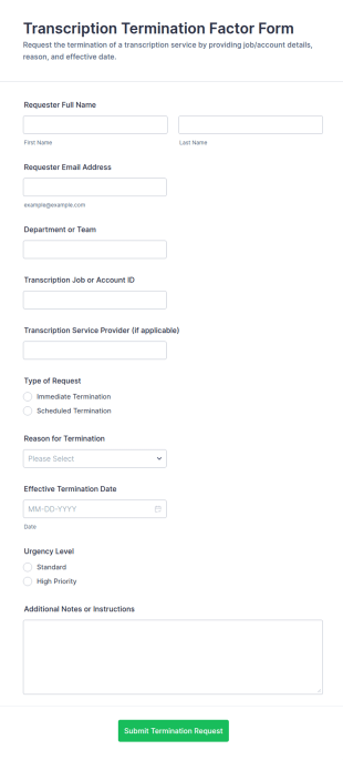 Transcription Termination Factor Request Form Template