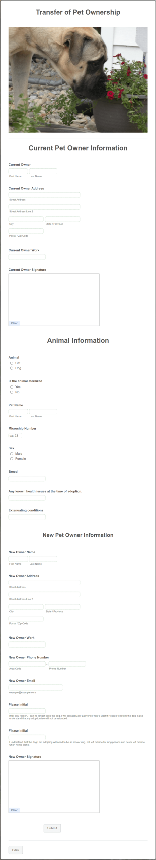Transfer Of Pet Ownership Template