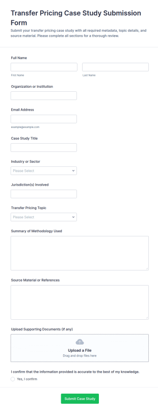 Transfer Pricing Case Study Submission Form Template