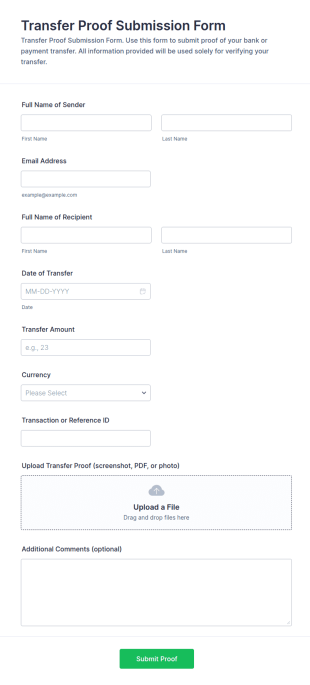 Transfer Proof Submission Form Template