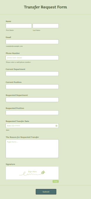 Transfer Request Form Template