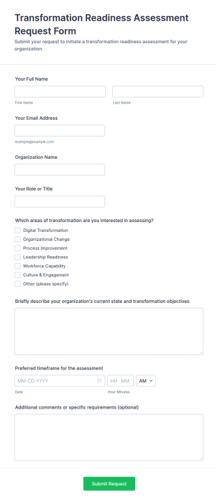 Transformation Readiness Assessment Request Form Template