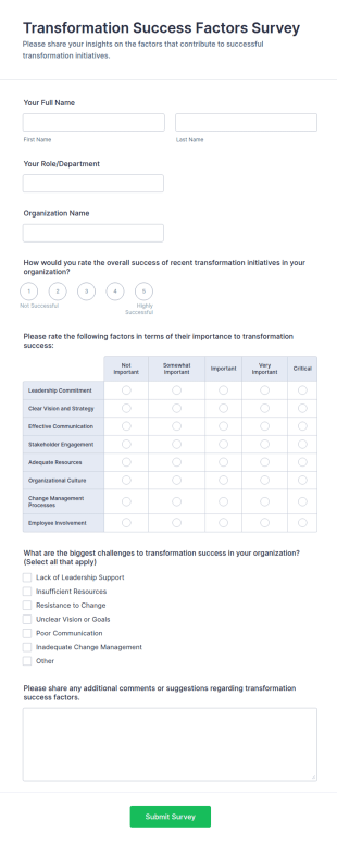 Transformation Success Factors Survey Form Template