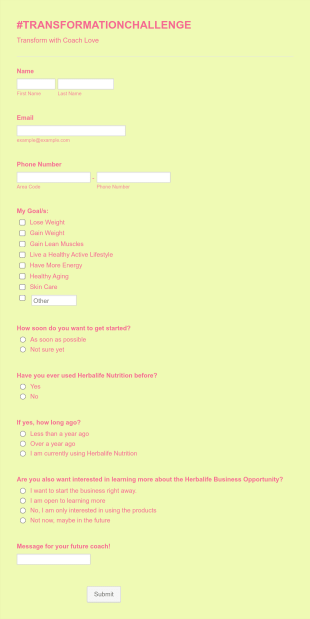 #transformationchallenge Form Template