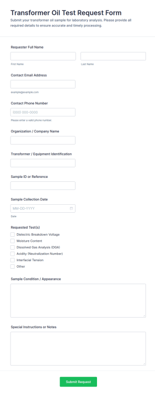 Transformer Oil Test Request Form Template