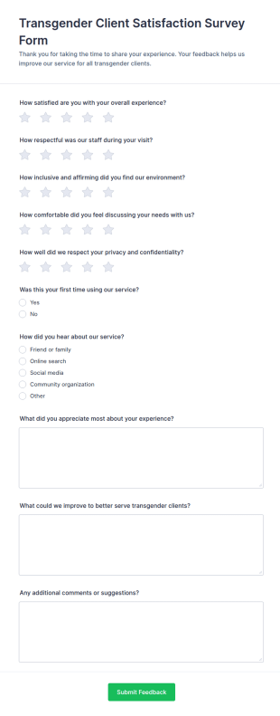 Transgender Client Satisfaction Survey Form Template