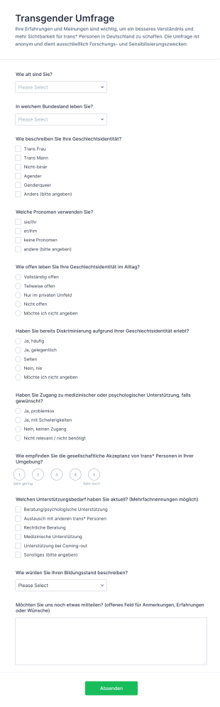 Transgender Umfrage