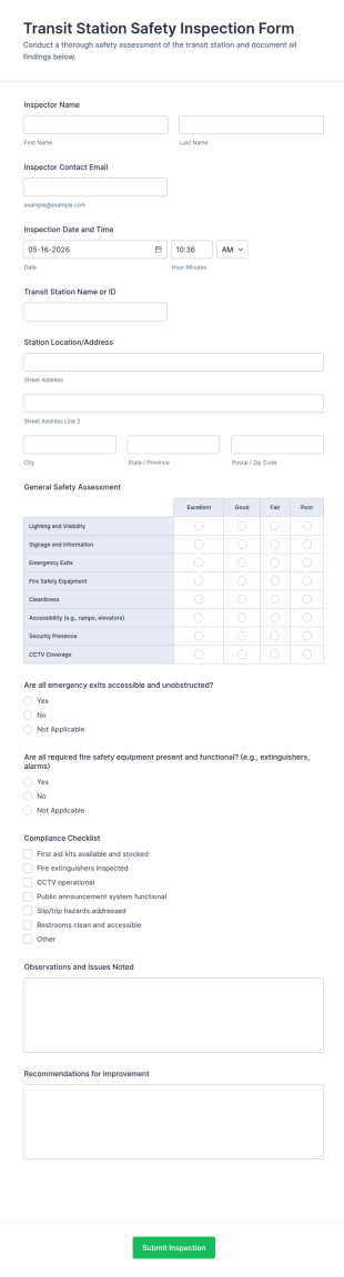 Transit Station Safety Inspection Form Template