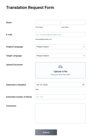 Translation Request Form Template