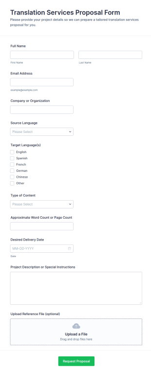 Translation Services Proposal Form Template
