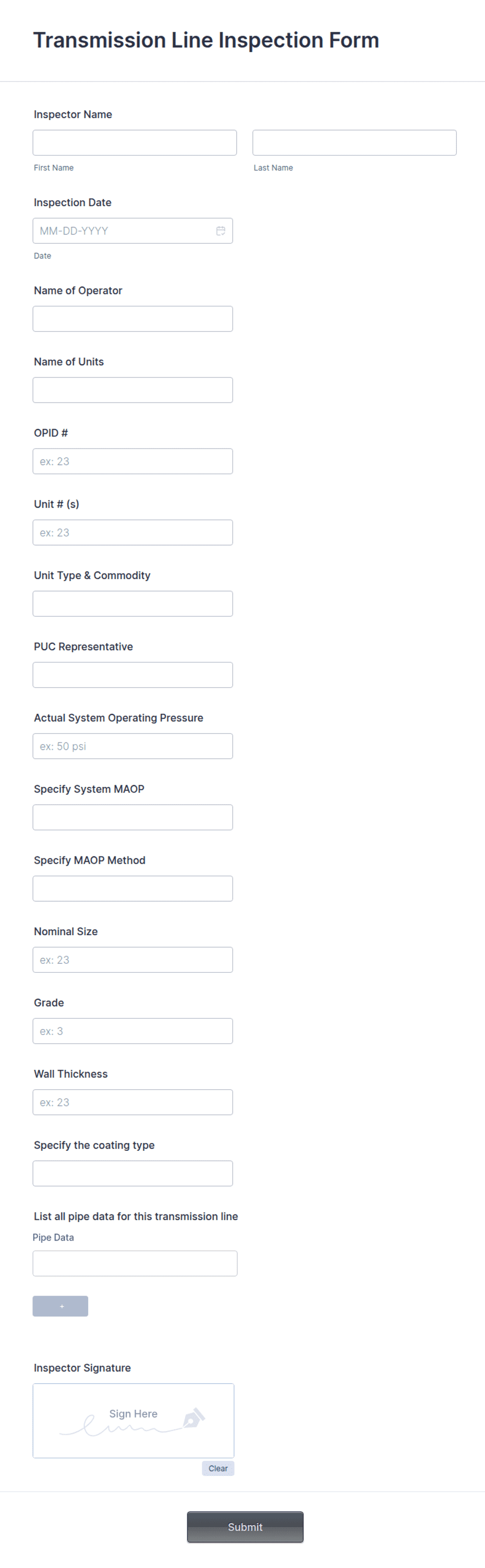 Operator Line Check Form Transmission Line Inspection Form Template | Jotform