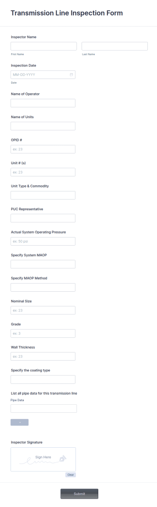 Transmission Line Inspection Form Template