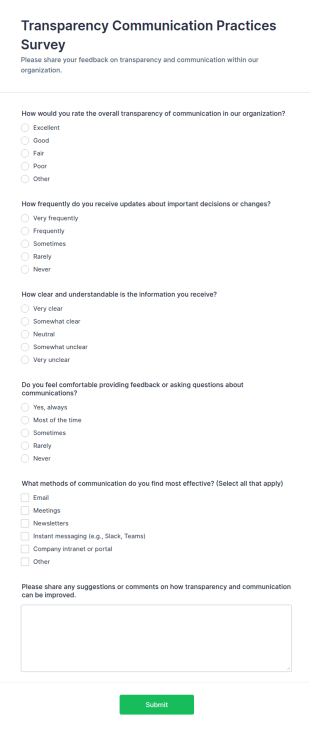 Transparency Communication Practices Survey Form Template