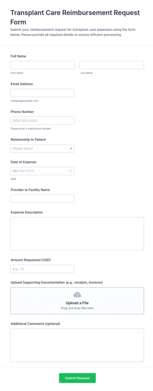 Transplant Care Reimbursement Request Form Template