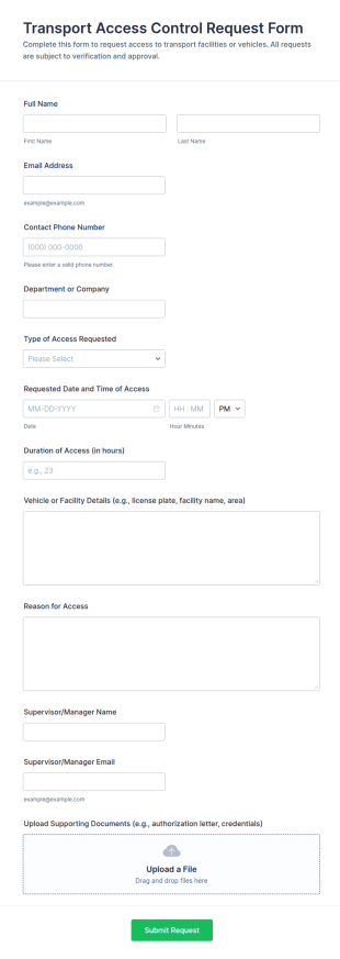 Transport Access Control Request Form Template