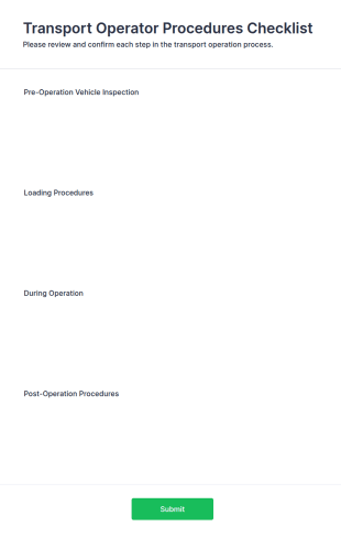 Transport Operator Procedures Checklist Form Template