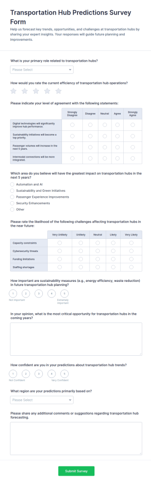 Transportation Hub Predictions Survey Form Template