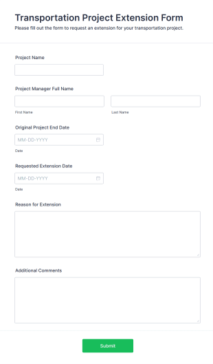 Transportation Project Extension Form Template