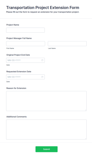 Transportation Project Extension Form Template