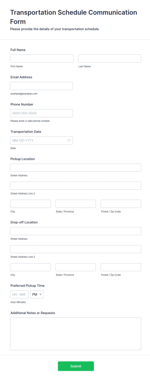 Transportation Schedule Communication Form Template