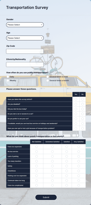 Transportation Survey Form Template