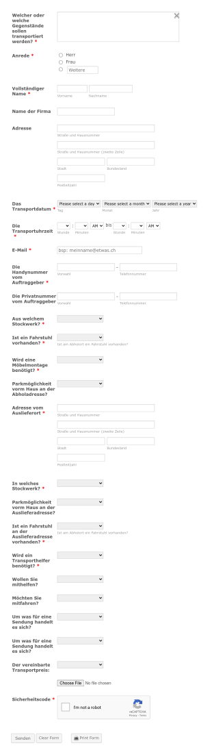 Transportauftrag Lastentaxi Hamburg.de Form Template