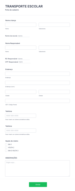 Transporte Escolar Form Template