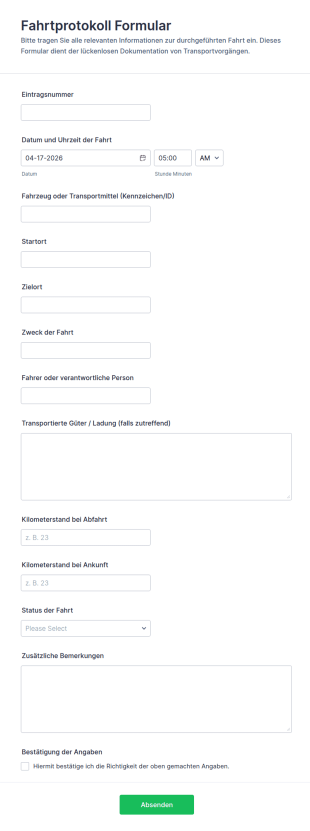Transportprotokoll Formular 🚚📝