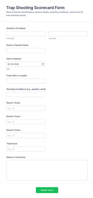 Trap Shooting Scorecard Form Template