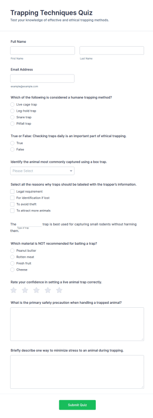 Trapping Techniques Quiz Form Template