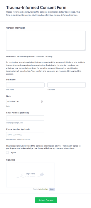 Trauma Informed Consent Form Template