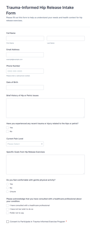 Trauma Informed Hip Release Intake Form Template