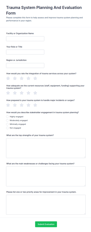 Trauma System Planning And Evaluation Form Template