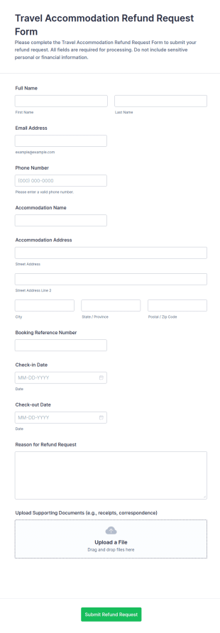 Travel Accommodation Refund Request Form Template
