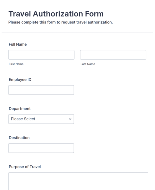 Travel Authorization Form Template