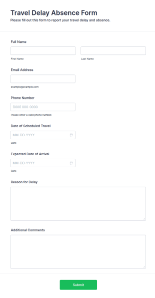 Travel Delay Absence Form Template