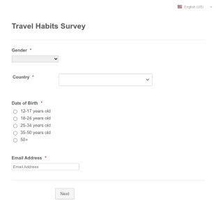 Travel Habits Survey Form Template