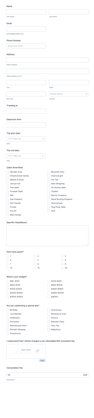 Tour Consultation Form Template